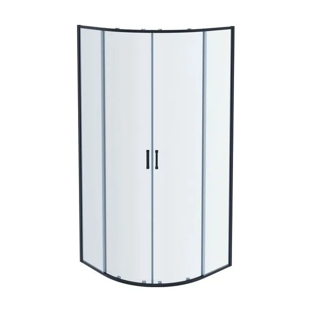 AQ ARI RO 08020BL Душевой уголок 1/4 круга, двери раздвижные 800x800x2000, профиль черный, стекло прозрачное