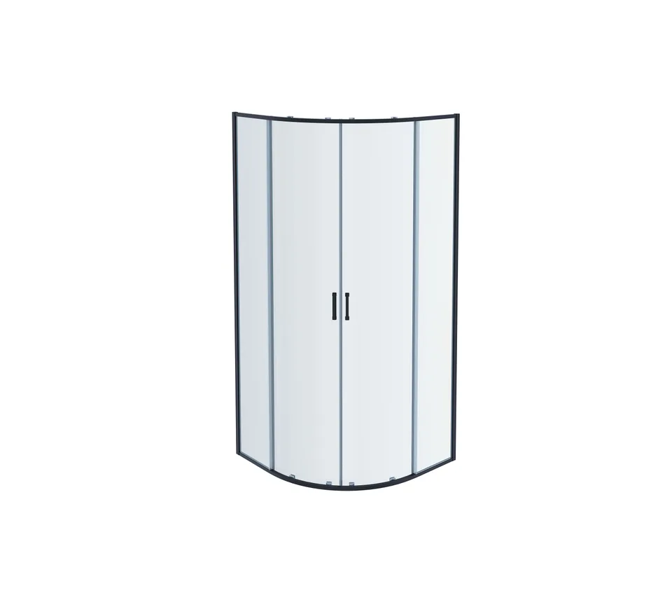 AQ ARI RO 08020BL Душевой уголок 1/4 круга, двери раздвижные 800x800x2000, профиль черный, стекло прозрачное