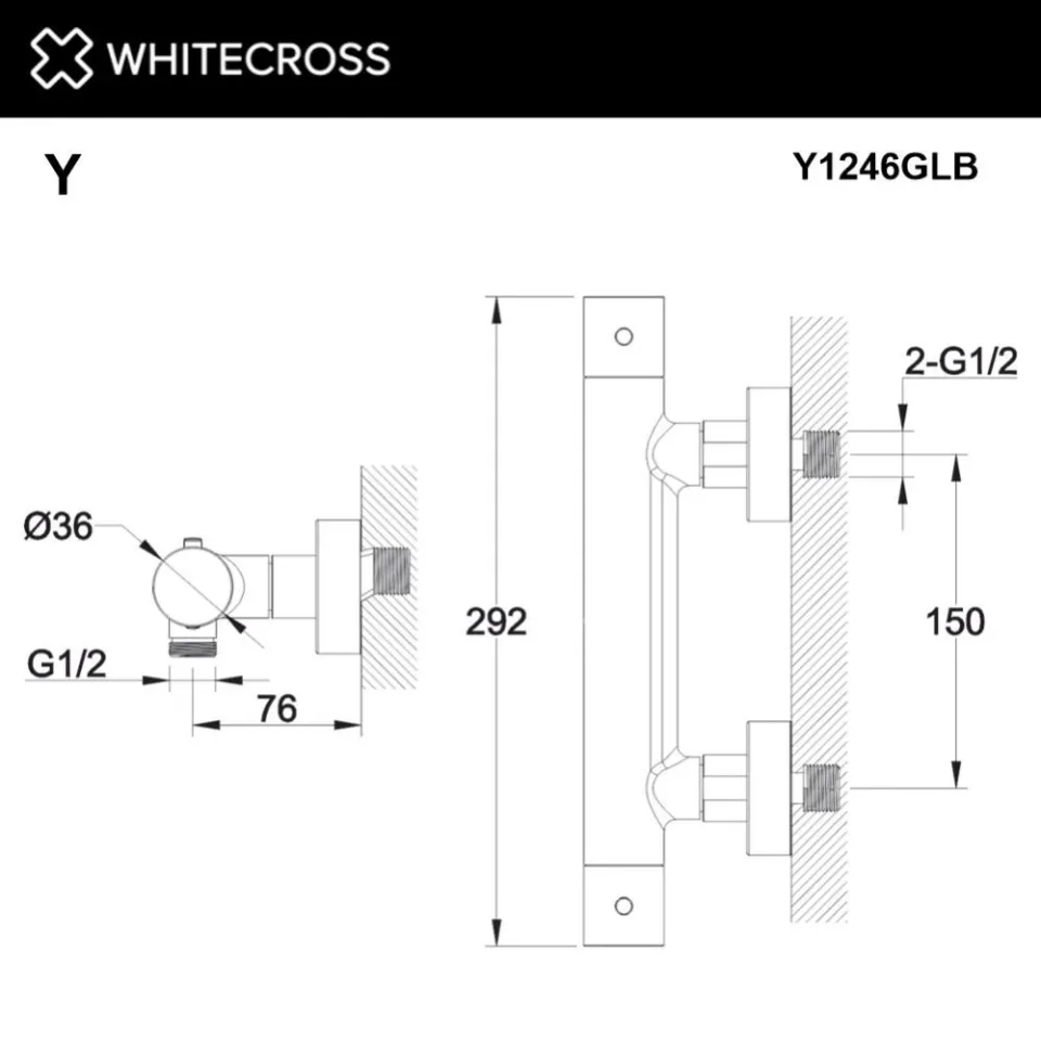 Термостат Whitecross Y Brushed Gold Y1246GLB для душа брашированное золото