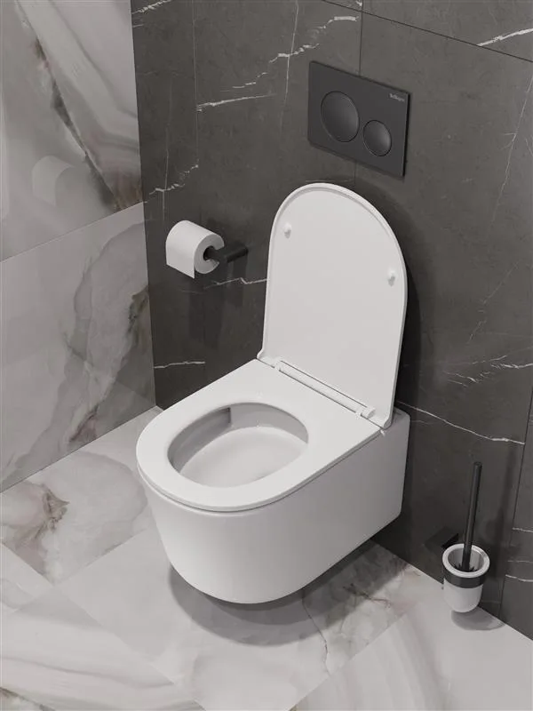 Унитаз подвесной безободковый с сиденьем и смывом TORNADO BelBagno UNIQUE BB007CH-TOR/SC