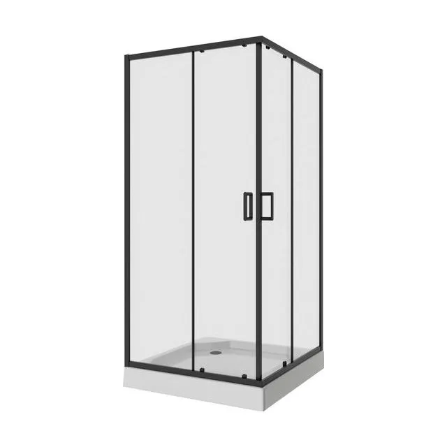 Душевое ограждение Niagara Nova NG-6809-08ВLACK (100х100х195) квадрат,черный,двери раздвижные,стекло прозрачное