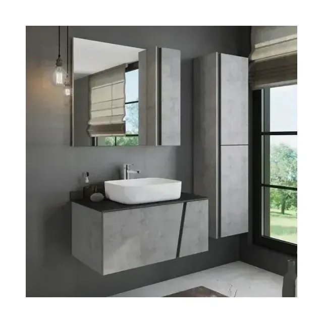 Зеркало-шкаф Comforty Эдинбург 90 бетон светлый L/R