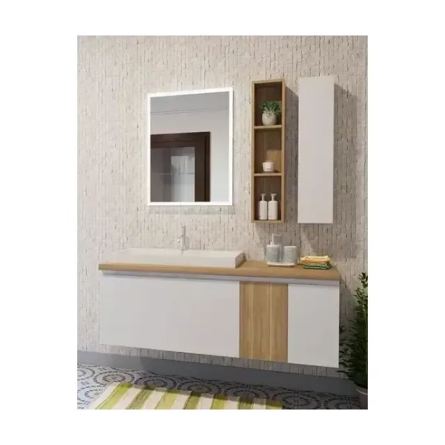 Комплект мебели Эстет Malibu 140 белый/светлый дуб L 2 ящика со вставкой массив дуба