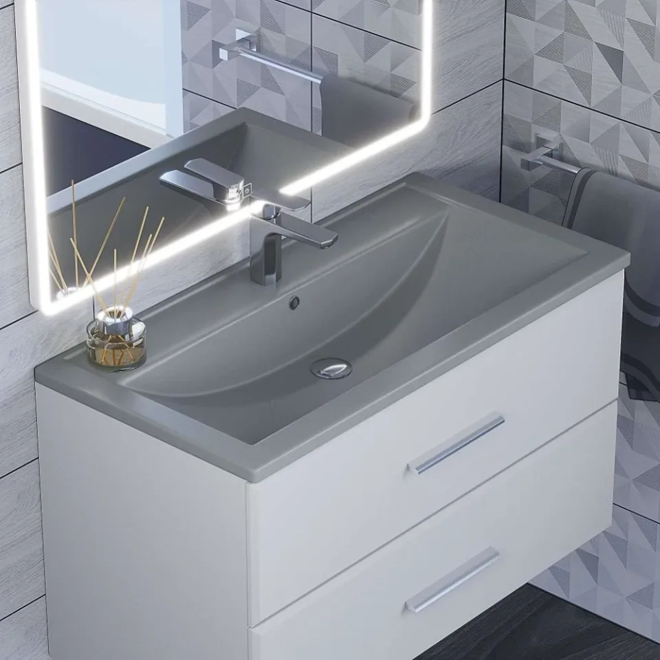 Встраиваемая раковина Uperwood Foster Quartz 90*45,5 серая матовая, бетон