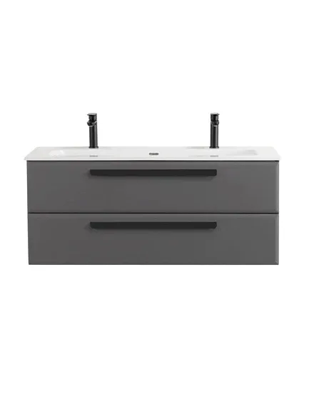 Тумба с раковиной Cezares Эко-Кер-Н (Eco-Cer-N) 120 темно-серая матовая (раковина CZR-8073-120-1-2, ручки черные)