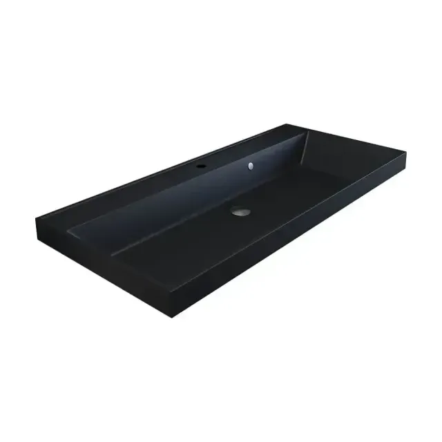 Встраиваемая раковина Uperwood Classic Quartz 100*45 черная матовая, уголь