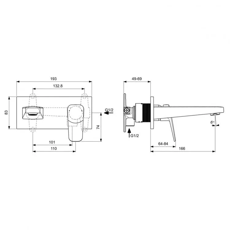 Смеситель Ideal Standard Ceraplan BD244AA для раковины скрытый монтаж хром