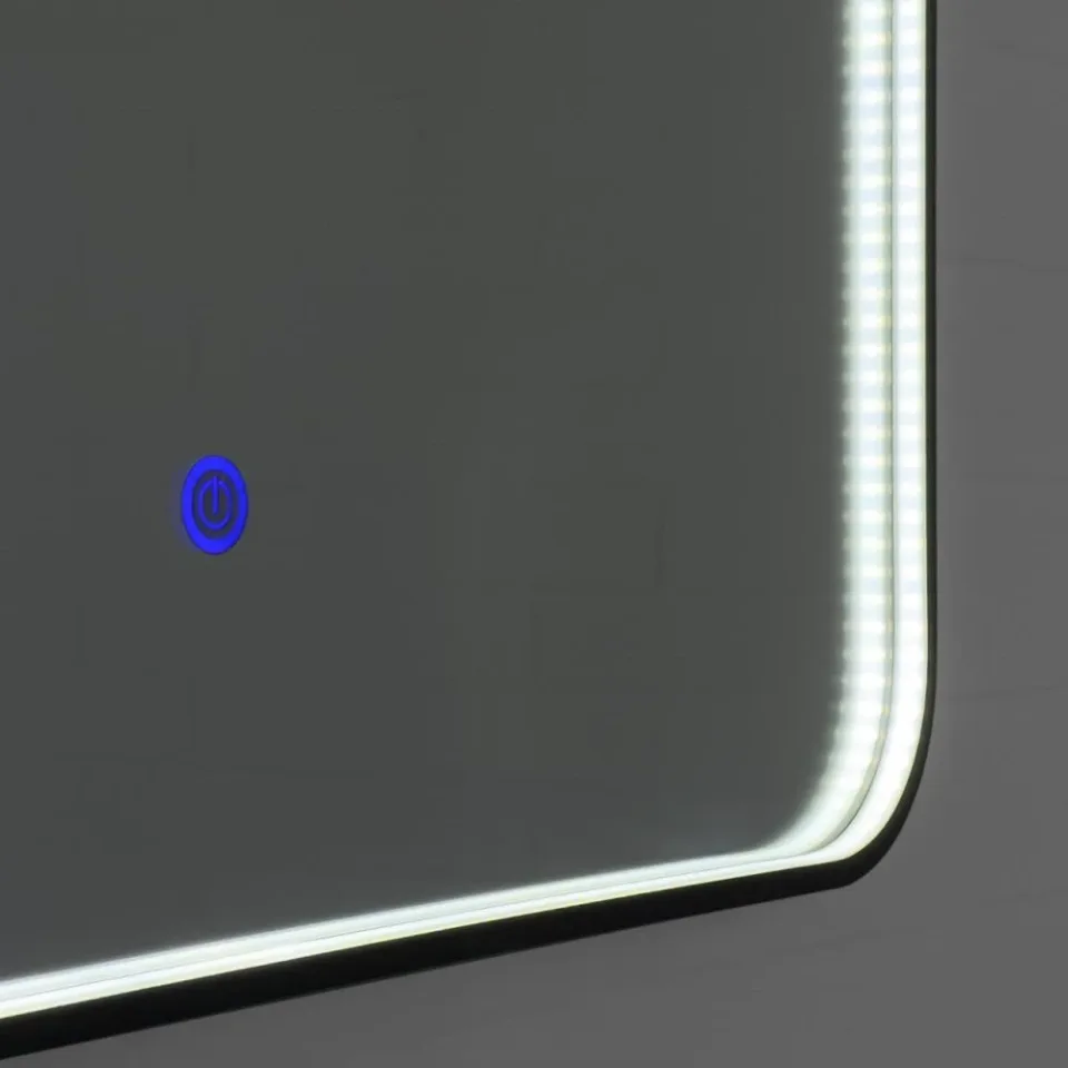 Зеркало Comforty Сириус 60 LED-подсветка, в черной алюминиевой раме, холодный свет, сенсор