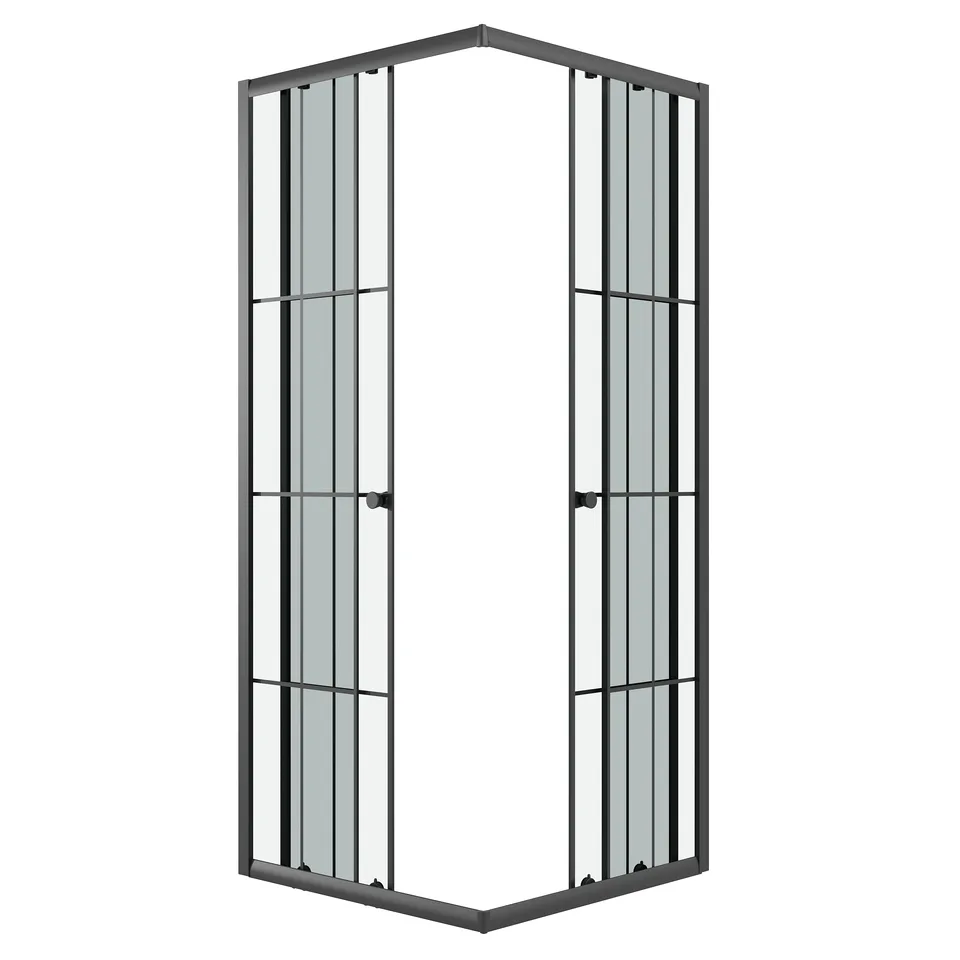 Душевое ограждение Niagara Eco NG-1009-14QKL (90х90х190) квадрат,раздвижное,черный,стекло клетка,1 место