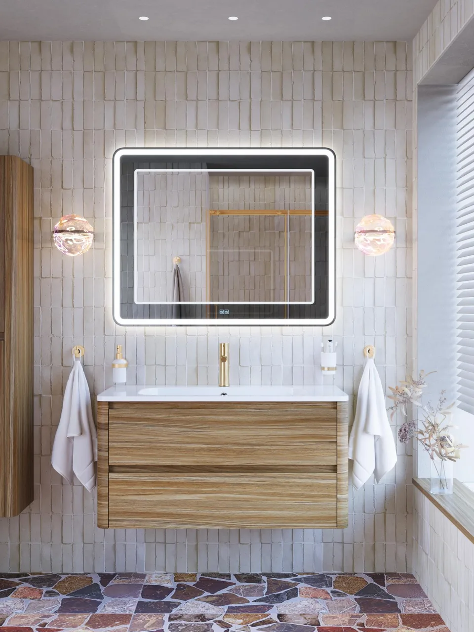 Зеркало со встроенной и контурной подсветками CEZARES CZR-SPC-RELAX-1000-800-LED-TCH-BR