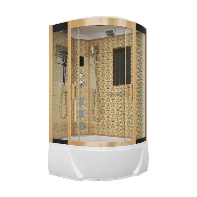 Душевая кабина Niagara Luxe NG-7712GL (80x120х215) высокий поддон(38см),дверь раздвижная,стенки золото