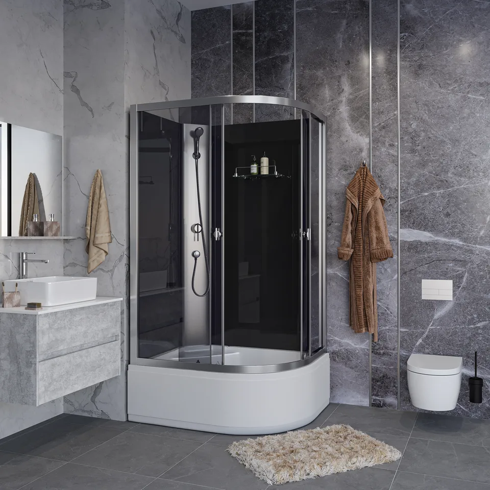 Душевая кабина Niagara Eco E110/80/40L/TN/BK (110х80х195) высокий поддон(40см),стекло черное,4 места