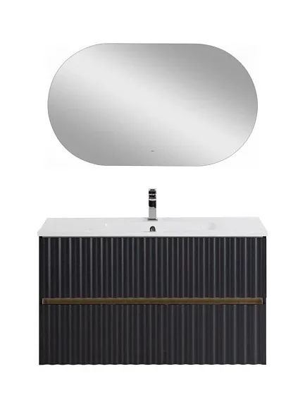 Комплект мебели Art&Max Элегант/Elegant 100 с LED подсветкой ручек серый матовый