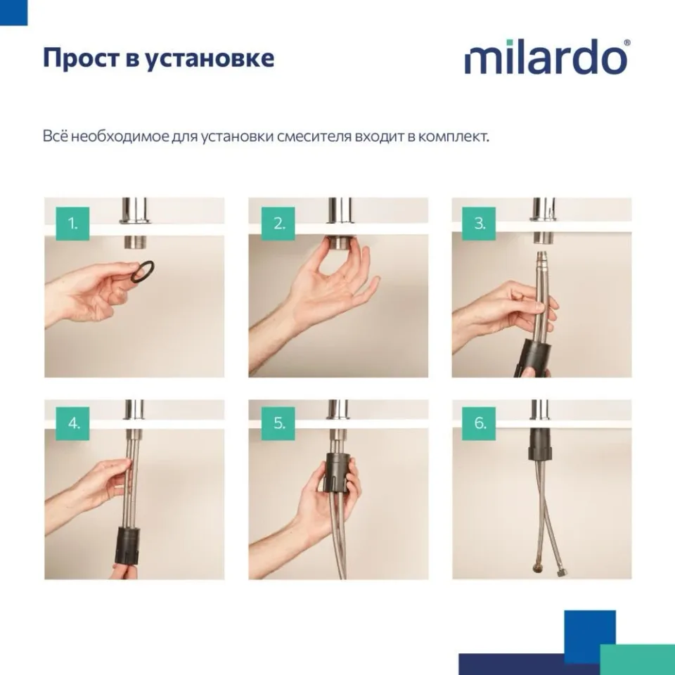 Смеситель Milardo Поли (Poli) POLSBL0M05 для кухни, глянцевый хром