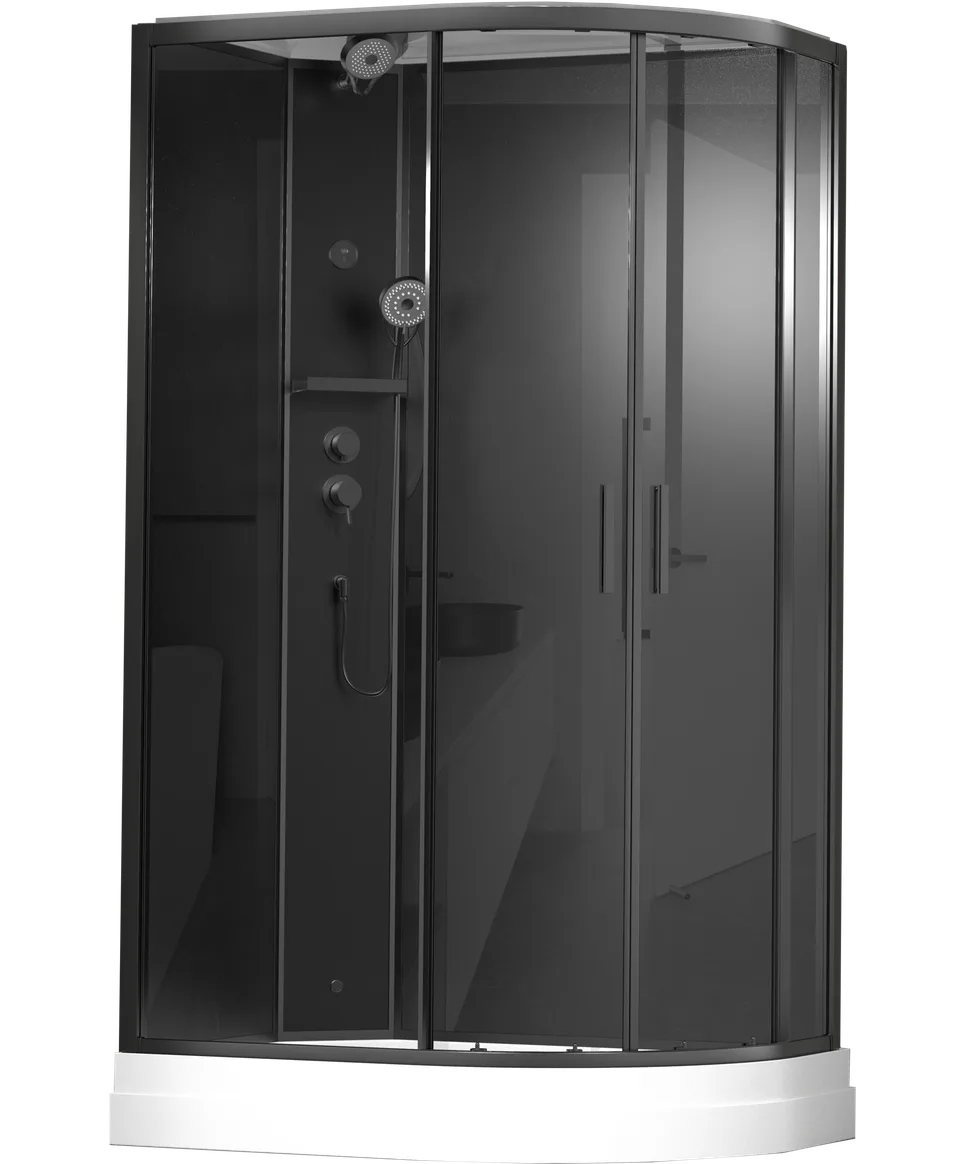Timo Premium ILMA Black 902 L душевая кабина с крышей, хамам и стульчиком 120*80*222