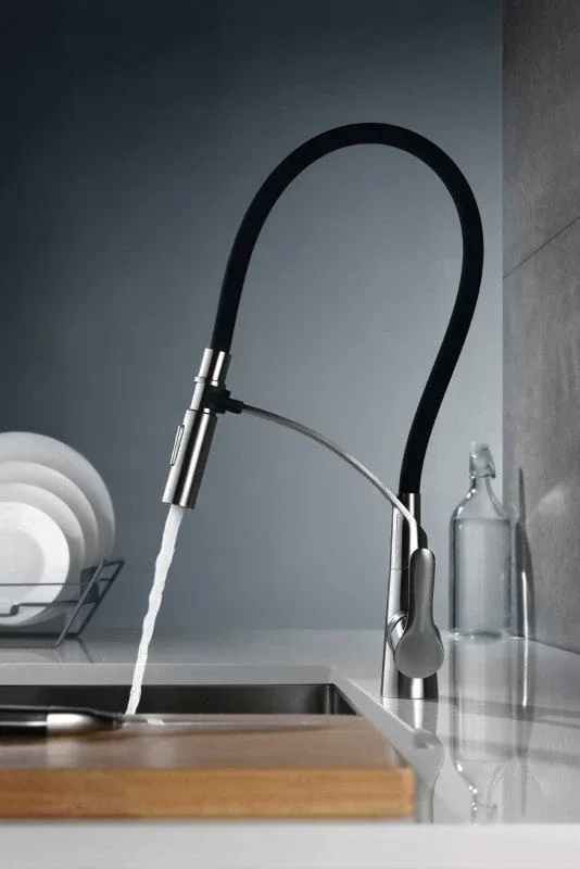 Смеситель BelBagno BB-LAM36-IN для кухни гибкий излив,нержавеющая сталь,сатин