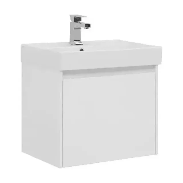 Тумба с раковиной Aquanet Nova Lite 60 белый глянец (1 ящик) (раковина Латина 60)