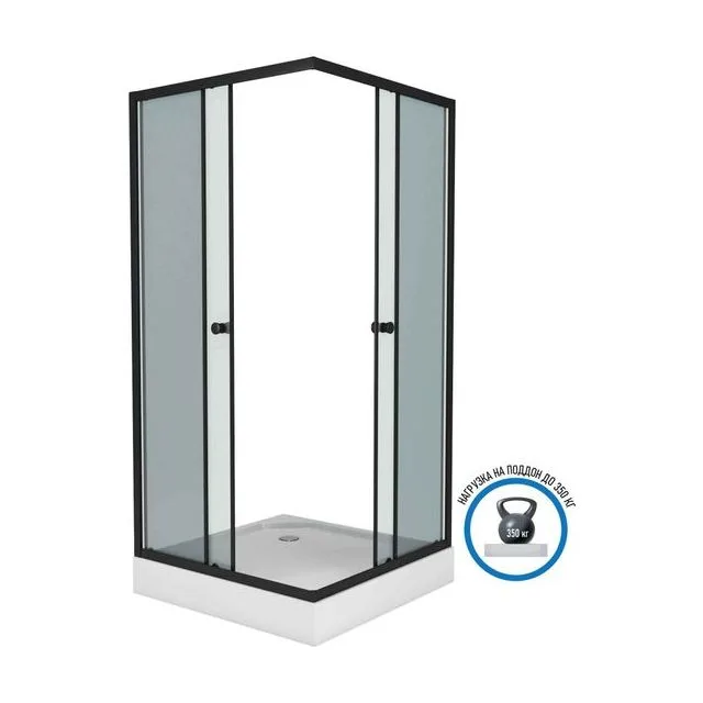 Душевой уголок Niagara Eco NG-009-14QT (90х90х195) низкий поддон(13см),черный,стекло тонированное