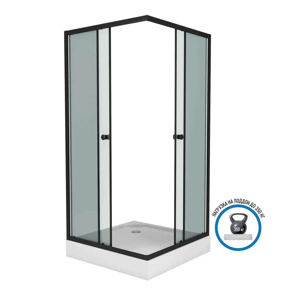 Душевой уголок Niagara Eco NG-010-14QT (100х100х195) низкий поддон(13см),черный,стекло тонированное,2 места