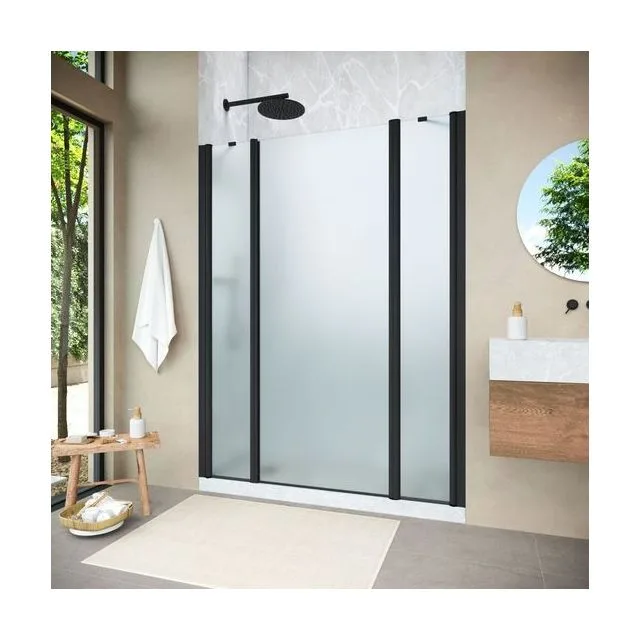 Душевая дверь Vegas-Glass EP-2F NOVO 205×200 см, чёрный матовый, стекло сатин