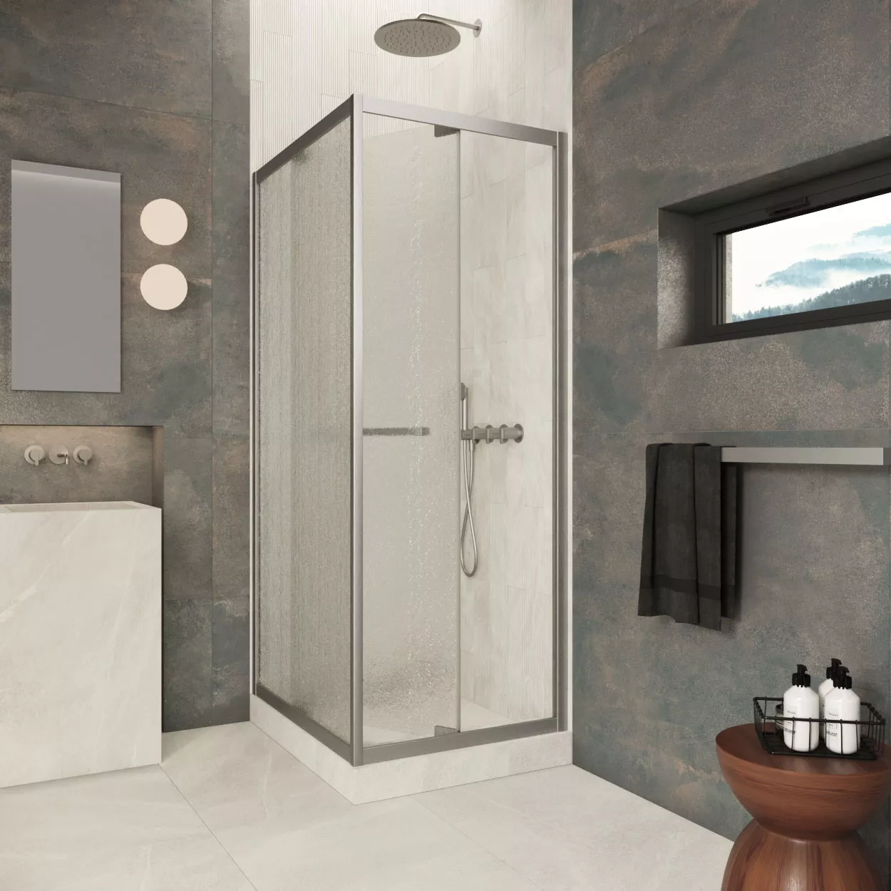 Душевой уголок Z+ZPV Inside 60*80 11 02 профиль оружейная сталь стекло шиншилла
