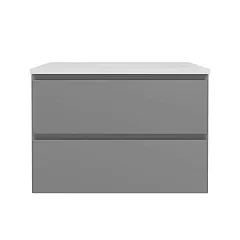 Тумба с раковиной Vincea Люка Софт-Тач (Luka Soft-Touch) 60 серая матовая (раковина гелькоут белая)