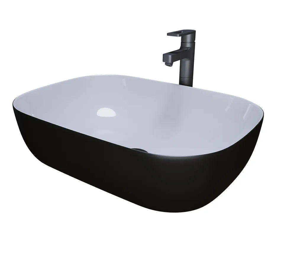 Раковина Grossman GR-4041BW (460х320х140) черная,белая внутри,1 место