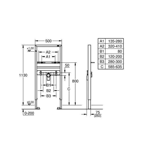 Монтажная рама для раковин Grohe Rapid SL 38554001