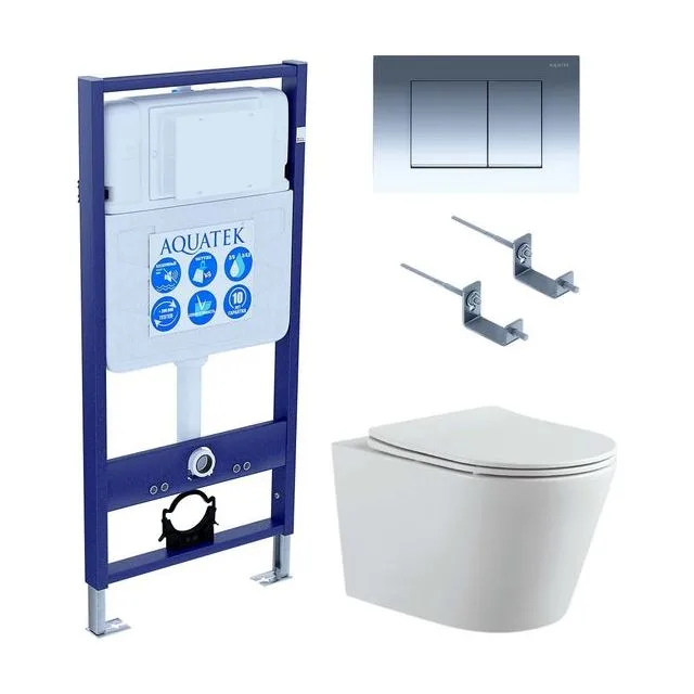 Set AQUATEK ВЕГА (рама AQUATEK Standard INS-0000012 с звукоиз.прокладкой+крепеж KKI-0000002+кнопкаKDI-0000010+унитаз ВЕГА AQ1905-00 с крышкой-сиденьем soft-close)