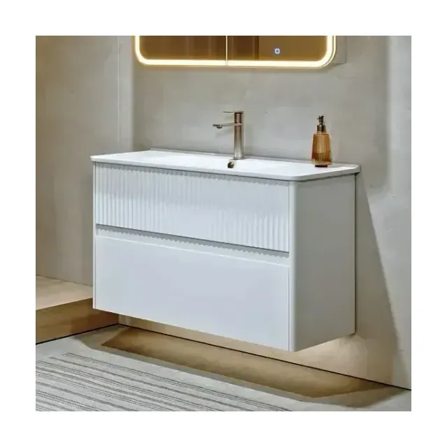Тумба с раковиной Alavann Wave 105 белый глянец