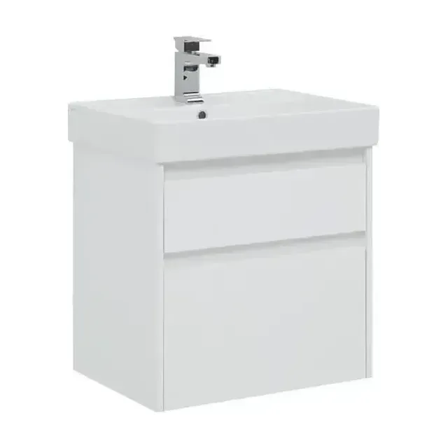 Тумба с раковиной Aquanet Nova Lite 60 белый глянец (2 ящика) (раковина Латина 60)