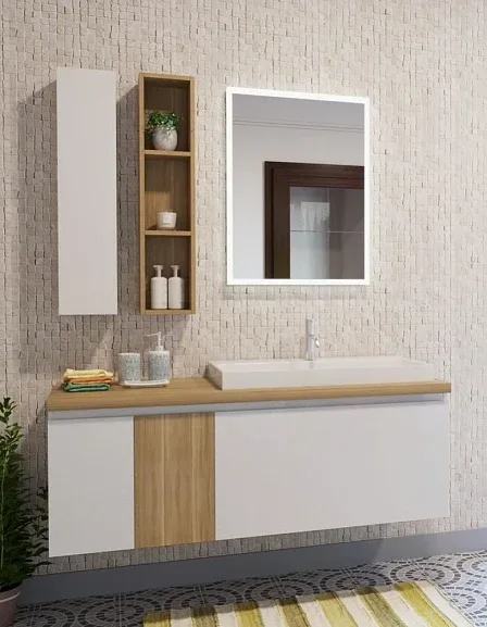 Комплект мебели Эстет Malibu 140 белый/светлый дуб R 2 ящика со вставкой массив дуба