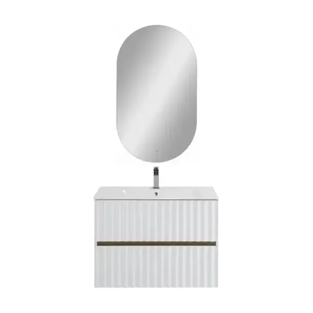 Комплект мебели Art&Max Элегант/Elegant 80 с LED подсветкой ручек белый матовый