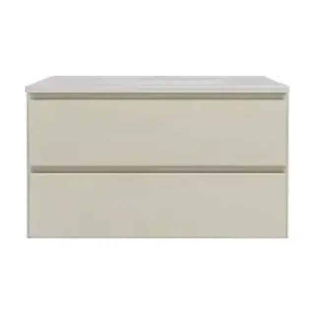 Тумба с раковиной Vincea Люка Софт-Тач (Luka Soft-Touch) 80 бежевая матовая (раковина гелькоут белая)