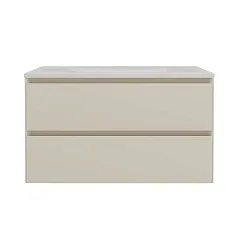 Тумба с раковиной Vincea Люка Софт-Тач (Luka Soft-Touch) 80 бежевая матовая (раковина гелькоут белая)