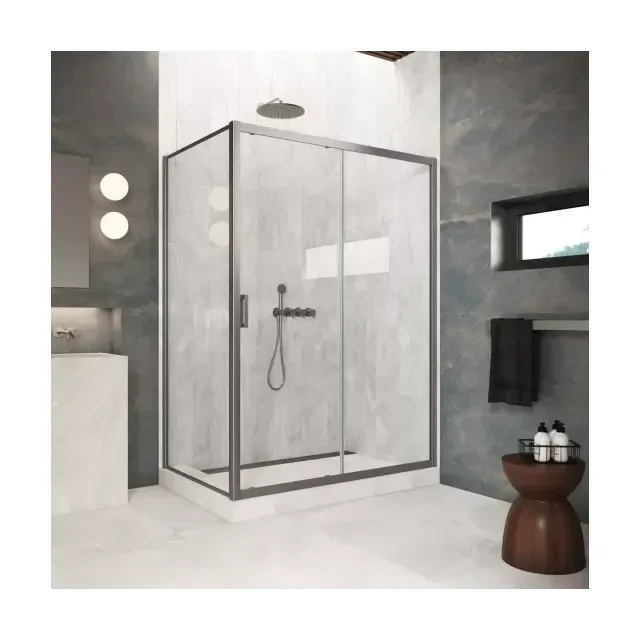 Душевой уголок ZP+ZPV Protec 140*80 11 01 профиль оружейная сталь стекло прозрачное