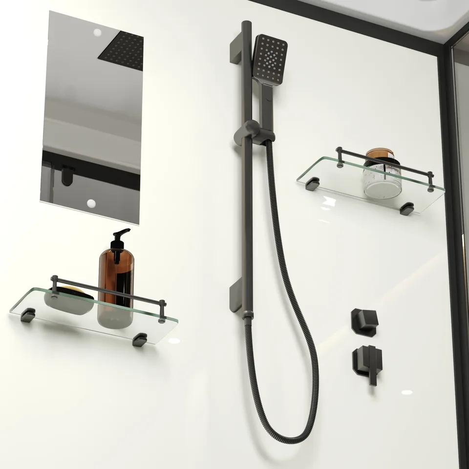 Душевая кабина Niagara Standart ST120/90/15Q/BL (120х90х215) прямоугольник,поддон 15см,распашная,проф.черный,3 места