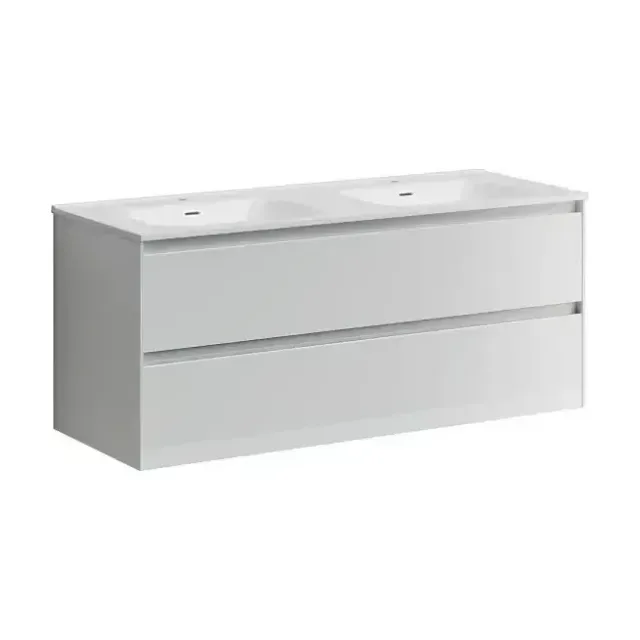 Тумба с раковиной Sancos Cento 120 белая глянцевая двойная