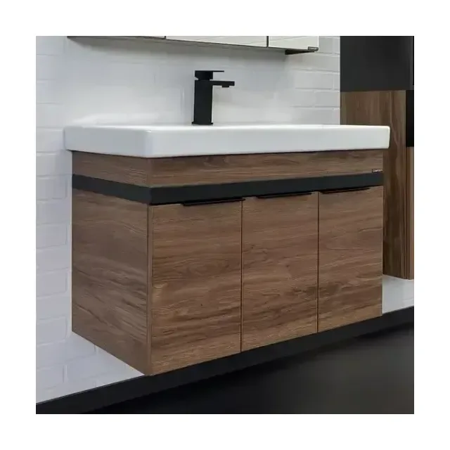 Тумба с раковиной Comforty Соло 90 дуб темно-коричневый (раковина Адриана 90)