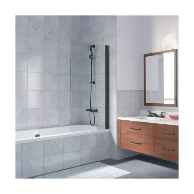 Шторка на ванную EV LUX 75 02М crystalvision R, профиль черный матовый, стекло crystalvision