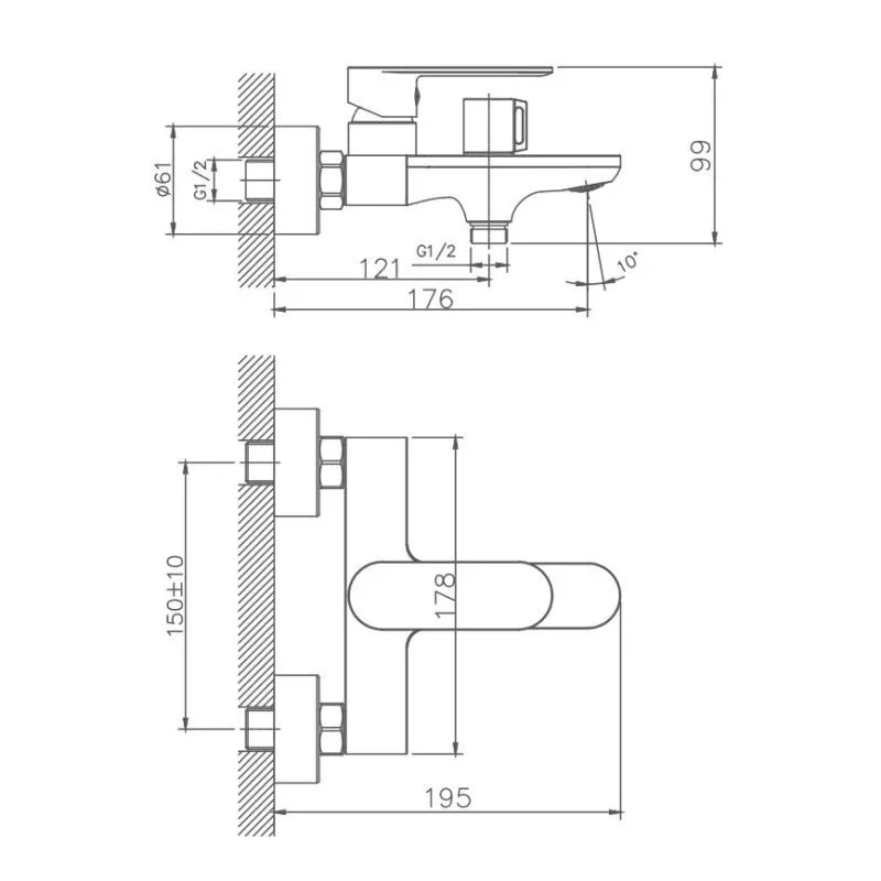 Смеситель Haiba HB60590-7 для ванны и душа черный матовый