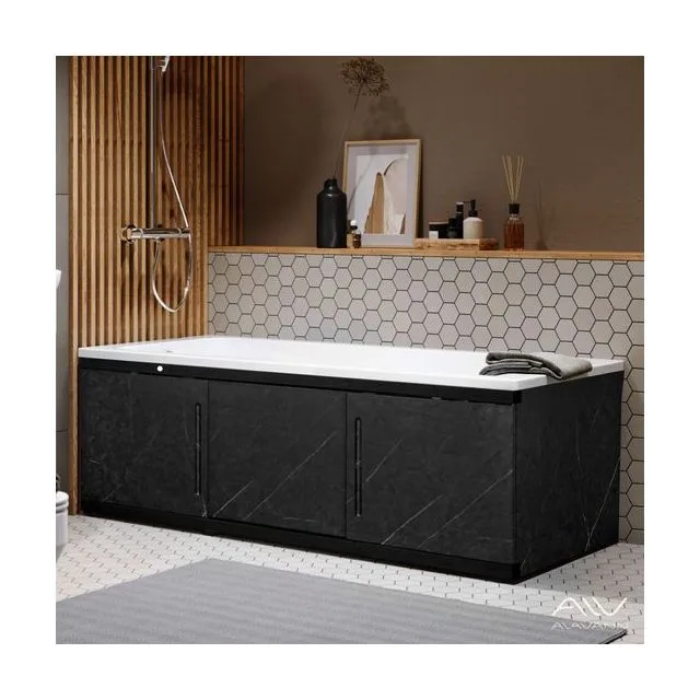 Экран под ванну фронтальный Alavann Alt Black 150 см ALV1201004 раздвижной МДФ черный мрамор
