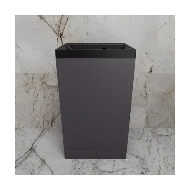 Тумба с раковиной Style Line Моно 50 L/R графит нубук (раковина Asti 50*45 антрацит)