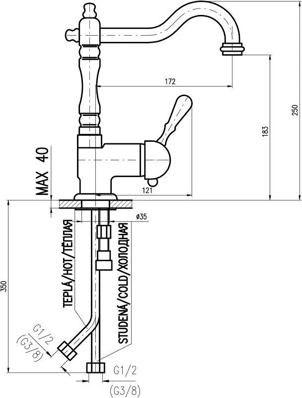 Смеситель Rav Slezak Labe L008.5/8SM для кухни бронза