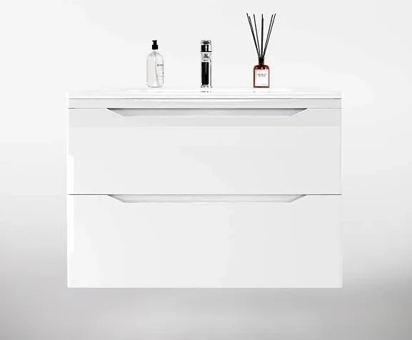 Тумба с раковиной Style Line Марелла Люкс 80 подвесная белый глянец