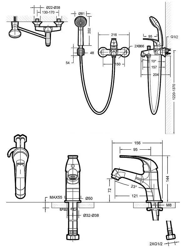 Комплект смесителей Bravat Fit 3в1 F00315C