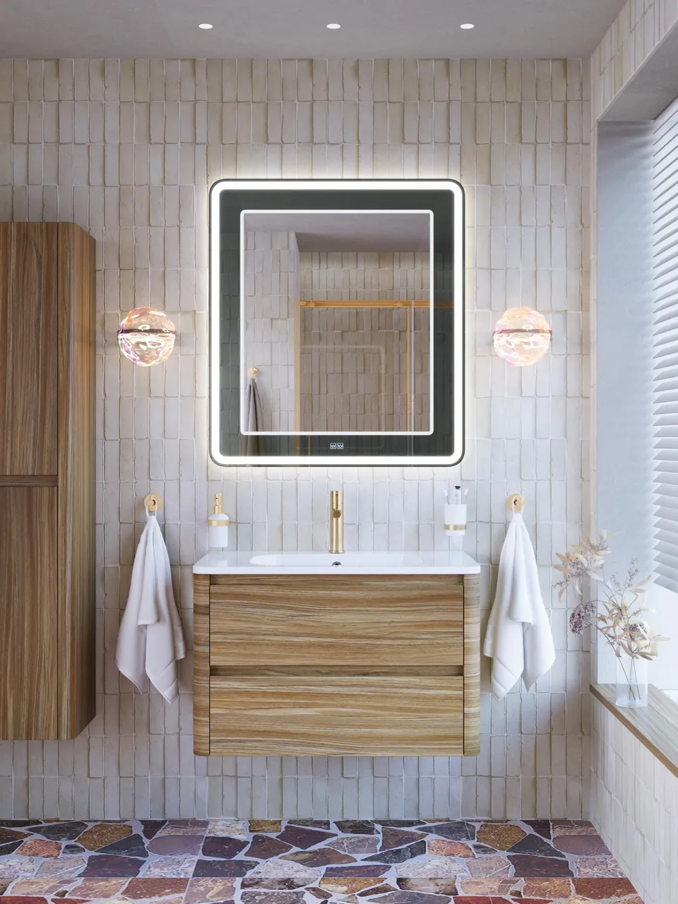 Зеркало со встроенной и контурной подсветками CEZARES CZR-SPC-RELAX-800-800-LED-TCH-BR