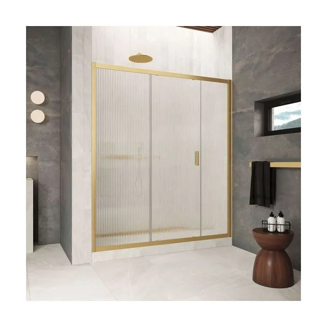 Душевая дверь Vegas-Glass ZP-F Protec 150×2000 см, золото матовое, стекло мору (moru)