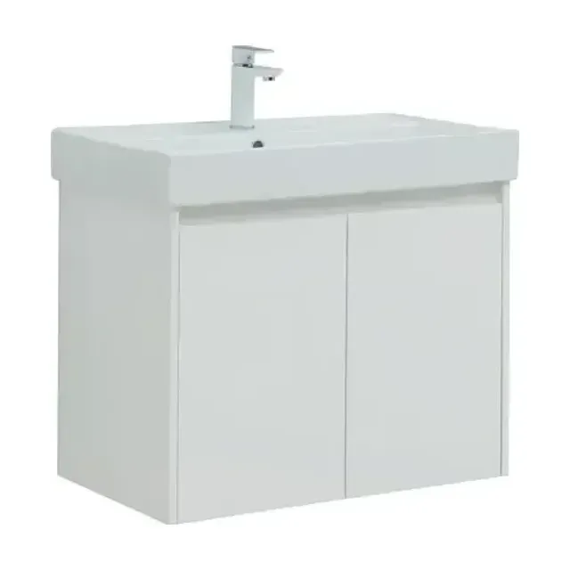Тумба с раковиной Aquanet Nova Lite 75 белый глянец (2 дверцы)