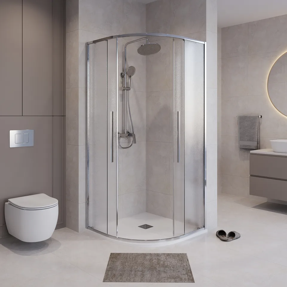 Душевое ограждение Niagara Nova NG-3627-34 (100х100х195) Угловая, хром,двери раздвижные,стекло шиншилла,1 место